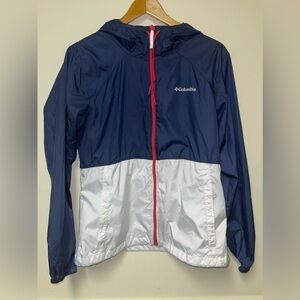 Columbia Women's Center Ridge Lightweight Windbreaker Jacket White Blue Size Med